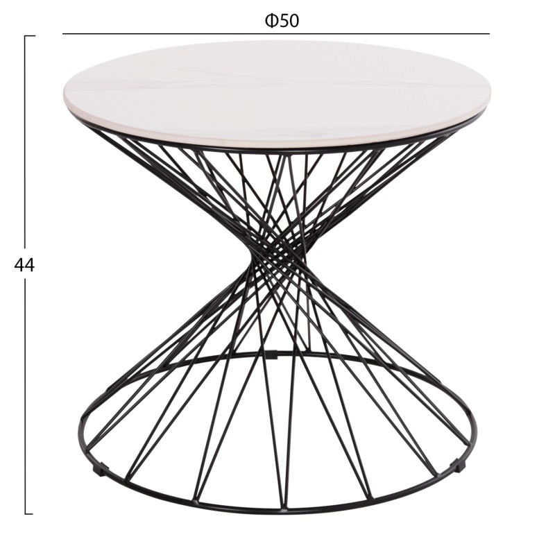 SIDE TABLE GRESAM FK18039.01 CERAMIC TOP-METAL BASE Φ50x44Hcm. SIDE TABLE GRESAM FK18039.01 CERAMIC TOP-METAL BASE Φ50x44Hcm.