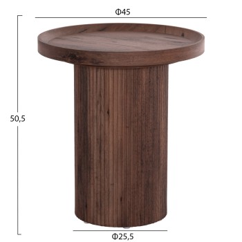 SIDE TABLE MARGON FK18027 MDF IN DARK BROWN WOOD COLOR Φ45x50,5Hcm. SIDE TABLE MARGON FK18027 MDF IN DARK BROWN WOOD COLOR Φ45x50,5Hcm.