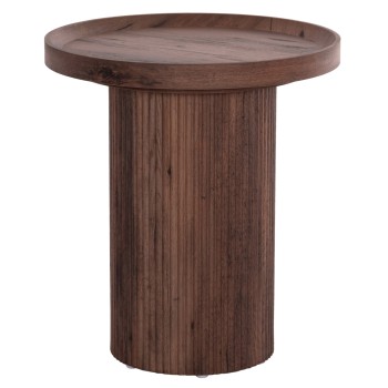 SIDE TABLE MARGON FK18027 MDF IN DARK BROWN WOOD COLOR Φ45x50,5Hcm.