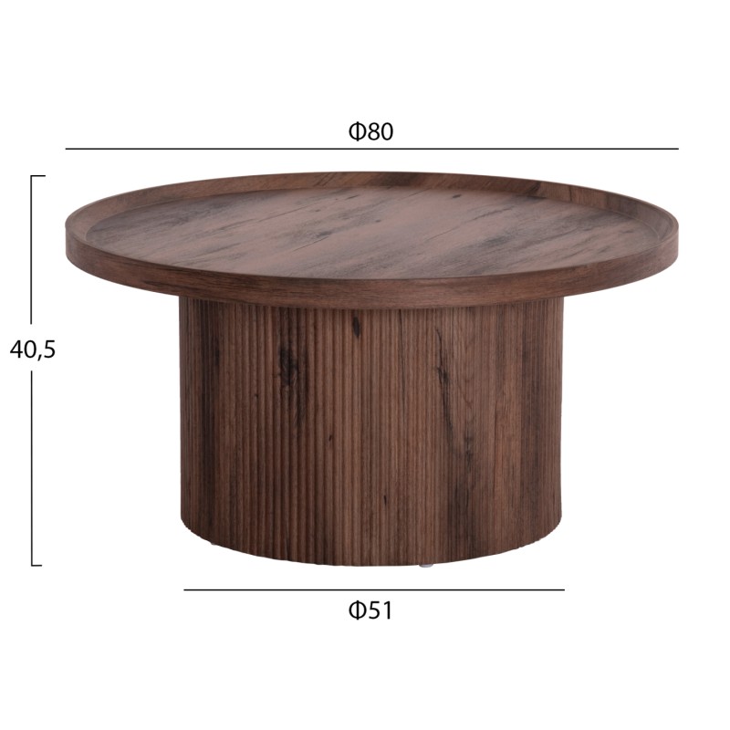 COFFEE TABLE MARGON FK18026 MDF IN DARK BROWN WOOD COLOR Φ80x40,5Hcm. COFFEE TABLE MARGON FK18026 MDF IN DARK BROWN WOOD COLOR Φ80x40,5Hcm.