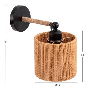 WALL SCONCE LANT FK4476 METAL BASE-HEMP ROPE- [E27] 15x15x35-23Hcm.