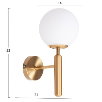 WALL SCONCE HOMY FK4470 METAL BASE IN GOLD-GLASS [E27] 14x21x33Hcm.