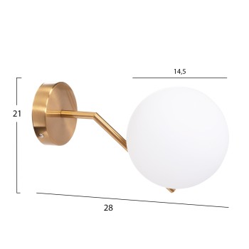 WALL SCONCE HOMY2 FK4471 METAL BASE IN GOLD-GLASS [E27] 14.5x28x21Hcm.