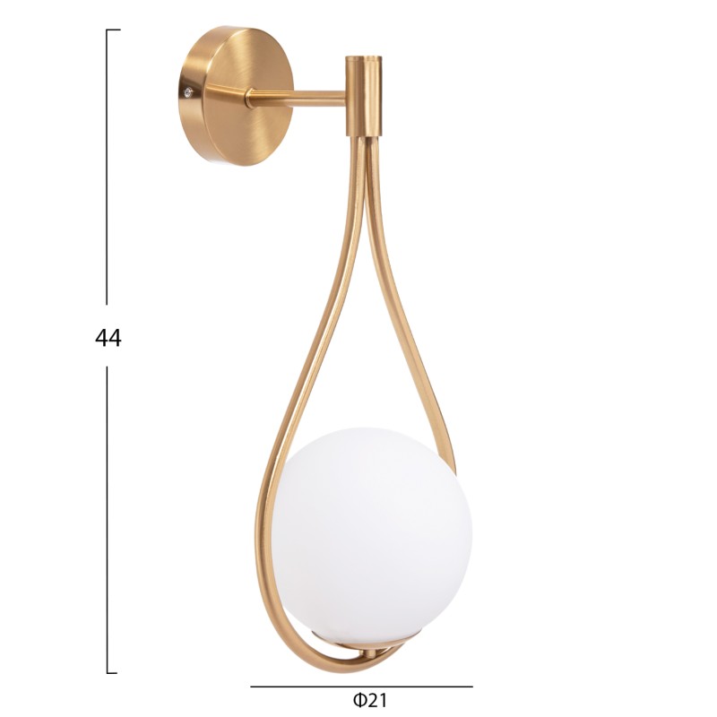 WALL SCONCE BAIS FK4472 GOLD WITH GLASS SPHERE [E27] 21x21x44Hcm.
