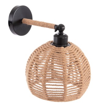 WALL SCONCE STOLT FK4483 METAL BASE-HEMP ROPE-[E27] 20x20x38-24Hcm.