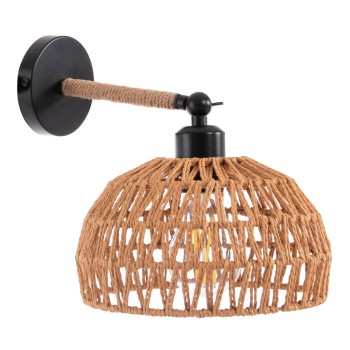 WALL SCONCE GLIDE FK4475 METAL BASE-HEMP ROPE-[E27] 22x22x35-21Hcm.