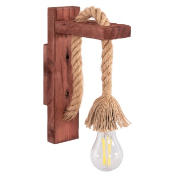 WALL SCONCE BARN FK4469 WOODEN BASE-HEMP ROPE [Ε27] 7x20x29Hcm.