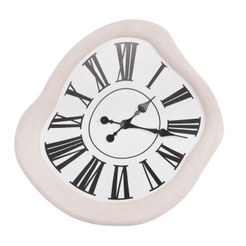 WALL CLOCK SERIES SANTORINI FK4515 MDF IN OFF-WHITE-BLACK POINTERS & LATIN DIGITS 58x2,5x61Hcm.