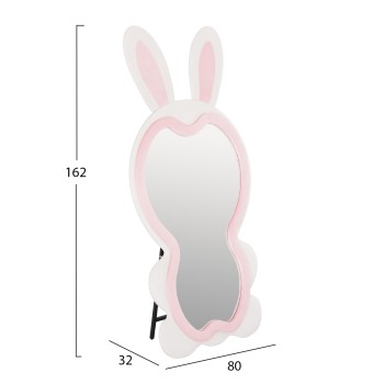 KIDS' FLOOR STANDING MIRROR BUNNY FK4489.01 MDF IN PINK & WHITE- BLACK STAND 80x162Hcm. KIDS' FLOOR STANDING MIRROR BUNNY FK4489.01 MDF IN PINK & WHITE- BLACK STAND 80x162Hcm.