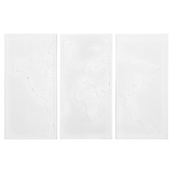 WALL PAINTING 3-FOLD WORLD MAP SANTORINI FK4504 MDF IN OFF-WHITE COLOR 180x4(thickness)x120Hcm.