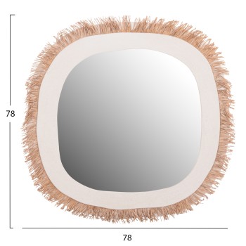 WALL MIRROR SERIES SANTORINI FK4527 MDF IN OFF WHITE-DECOR IN BEIGE 78x1,8x78Hcm.