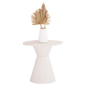 DINING TABLE ROUND SERIES SANTORINI FK18055 MDF IN OFF-WHITE COLOR Φ77x76Hcm.