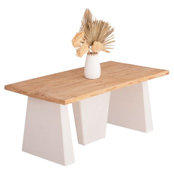 DINING TABLE SERIES SANTORINI FK18042 FIR WOOD TABLETOP-MDF LEGS IN OFF WHITE 180x90x75Hcm.