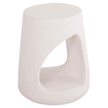 ROUND STOOL SERIES SANTORINI FK18056 POLYRESIN IN OFF-WHITE COLOR Φ38x46Hcm.
