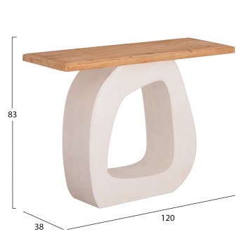 CONSOLE SERIES SANTORINI FK18043 FIR WOOD TABLETOP-MDF BASE IN OFF-WHITE 120x38x83Hcm.
