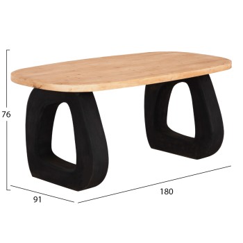 DINING TABLE SERIES SANTORINI FK18065 FIR WOOD TABLETOP-POLYRESIN LEGS IN BLACK 180x90x76Hcm.