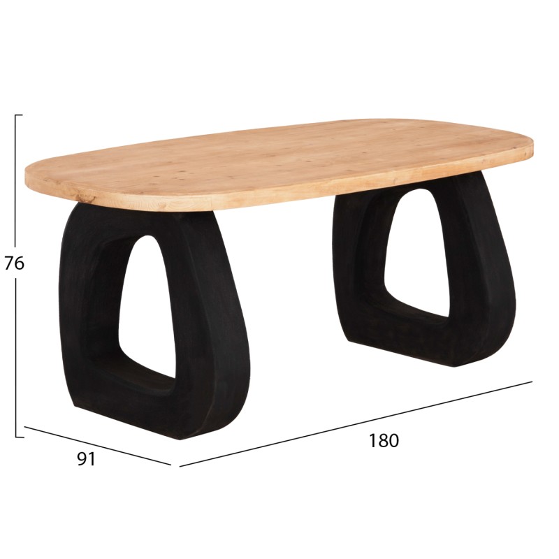 DINING TABLE SERIES SANTORINI FK18065 FIR WOOD TABLETOP-POLYRESIN LEGS IN BLACK 180x90x76Hcm. DINING TABLE SERIES SANTORINI FK18065 FIR WOOD TABLETOP-POLYRESIN LEGS IN BLACK 180x90x76Hcm.