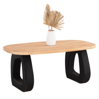 DINING TABLE SERIES SANTORINI FK18065 FIR WOOD TABLETOP-POLYRESIN LEGS IN BLACK 180x90x76Hcm.