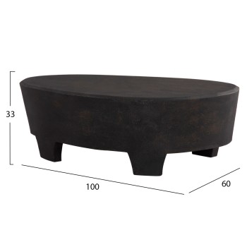 COFFEE TABLE OVAL SERIES SANTORINI FB918066 MDF IN BLACK COLOR 100x60x33Hcm.