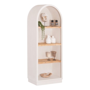 SHELVES RACK SERIES SANTORINI FK18044 MDF IN OFF-WHITE-SHELVES MADE OF FIR WOOD IN NATURAL COLOR 80x38x188.5Hcm.