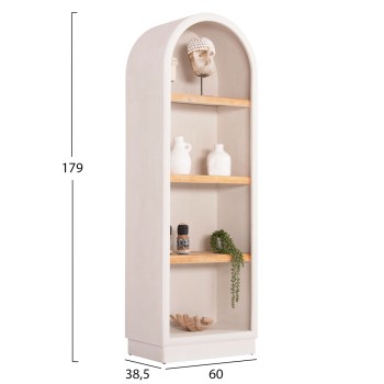 SHELF RACK SERIES SANTORINI FK18045 MDF IN OFF-WHITE-SHELVES MADE OF FIR WOOD IN NATURAL COLOR 60x38.5x179Hcm. SHELF RACK SERIES SANTORINI FK18045 MDF IN OFF-WHITE-SHELVES MADE OF FIR WOOD IN NATURAL COLOR 60x38.5x179Hcm.