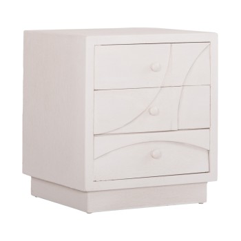 NIGHTSTAND SERIES SANTORINI FK18047 MDF IN OFF-WHITE COLOR-3 DRAWERS 48x38x55.5Hcm.