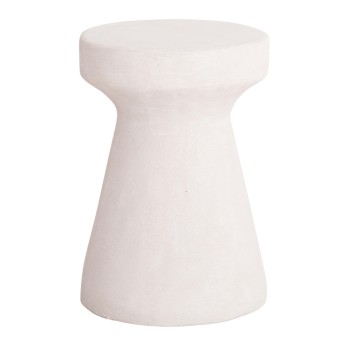 ROUND STOOL SERIES SANTORINI FK18057 POLYRESIN IN OFF-WHITE COLOR Φ32x46Hcm.