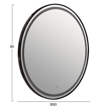 WALL MIRROR ROUNDER FB94503.01 ALUMINUM FRAME IN BLACK-LED LIGHTING Φ80cm. WALL MIRROR ROUNDER FB94503.01 ALUMINUM FRAME IN BLACK-LED LIGHTING Φ80cm.