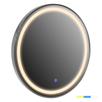 WALL MIRROR ROUNDER FK4503.40 ALUMINUM FRAME IN SILVER-LED LIGHTING Φ80cm.