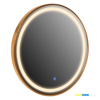 WALL MIRROR ROUNDER FK4503.30 ALUMINUM FRAME IN GOLDEN-LED LIGHTING Φ80cm.