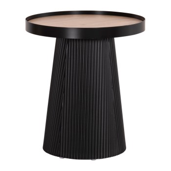 SIDE TABLE DENTON FK18023.01 MDF TOP IN NATURAL WOOD COLOR-BLACK BASE Φ45x51,5Hcm.
