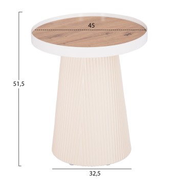 SIDE TABLE DENTON FK18023.02 MDF TOP IN NATURAL WOOD COLOR-WHITE BASE Φ45x51,5Hcm.