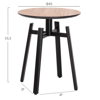 SIDE TABLE NORTON FK18036.03 METAL LEGS BLACK-MDF TOP SONAMA Φ45x55,5Hcm. SIDE TABLE NORTON FK18036.03 METAL LEGS BLACK-MDF TOP SONAMA Φ45x55,5Hcm.