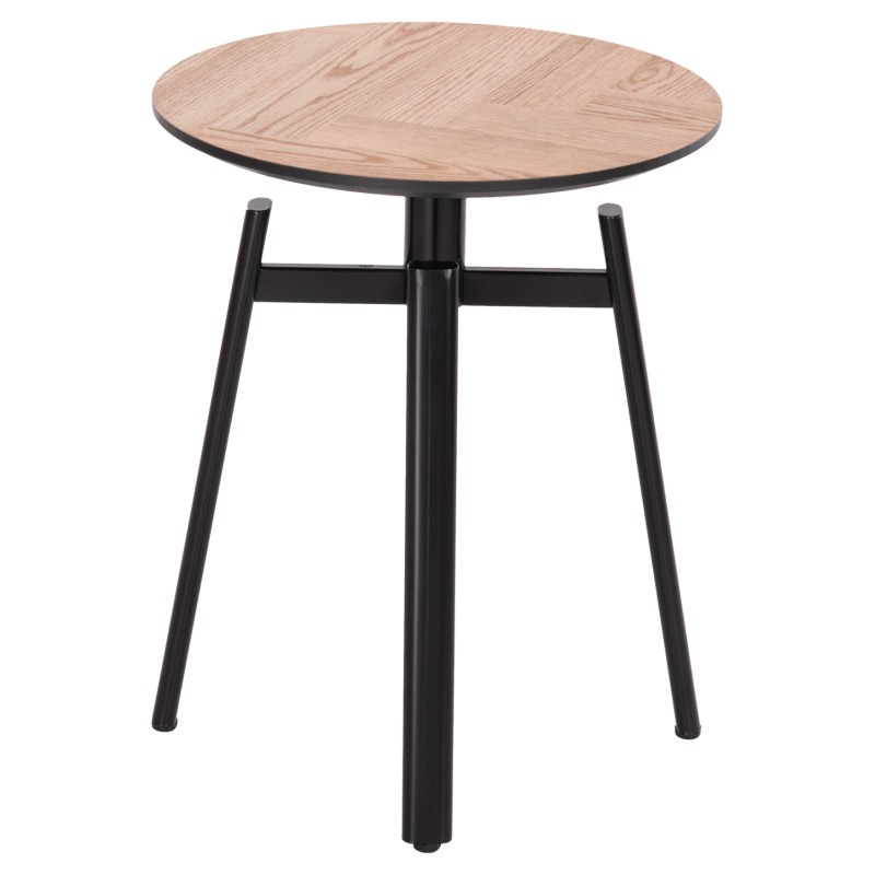 SIDE TABLE NORTON FK18036.03 METAL LEGS BLACK-MDF TOP SONAMA Φ45x55,5Hcm.