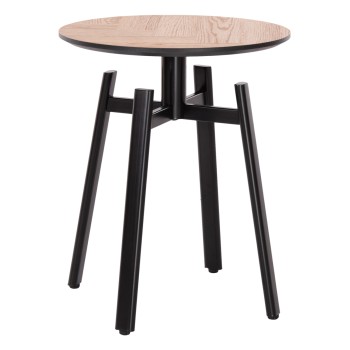 SIDE TABLE NORTON FK18036.03 METAL LEGS BLACK-MDF TOP SONAMA Φ45x55,5Hcm.