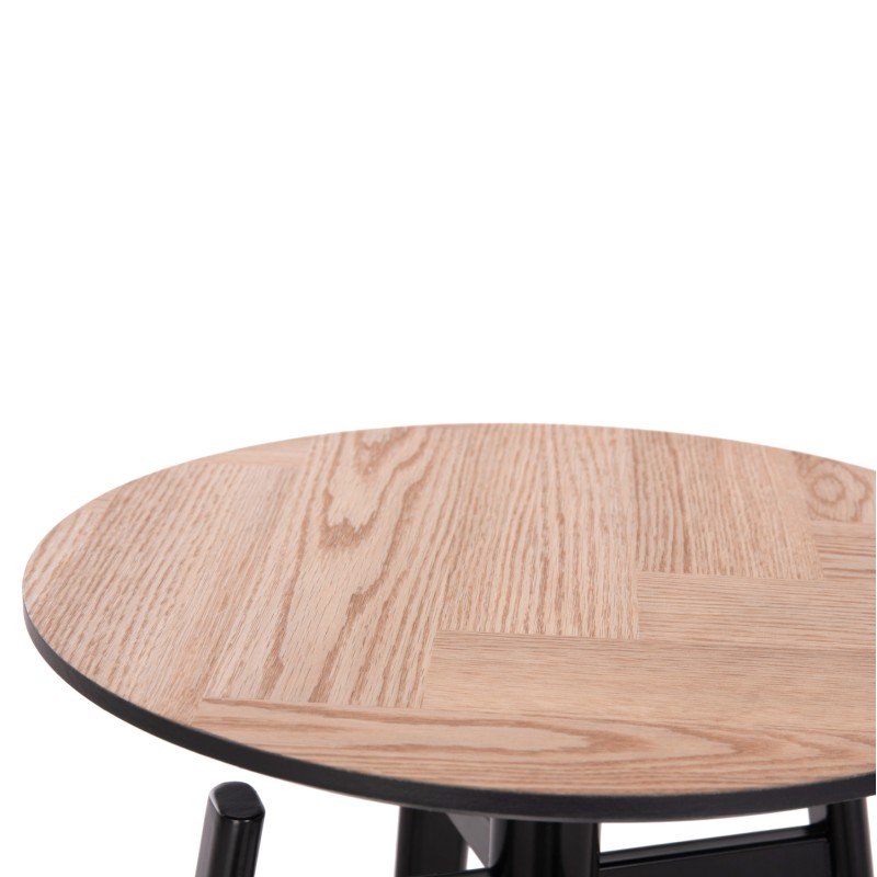 SIDE TABLE NORTON FK18036.03 METAL LEGS BLACK-MDF TOP SONAMA Φ45x55,5Hcm.