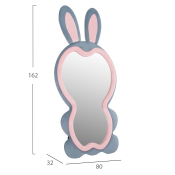 KIDS' FLOOR STANDING MIRROR BUNNY FK4489.02 MDF IN PINK & BLUE- BLACK STAND 80x162Hcm. KIDS' FLOOR STANDING MIRROR BUNNY FK4489.02 MDF IN PINK & BLUE- BLACK STAND 80x162Hcm.