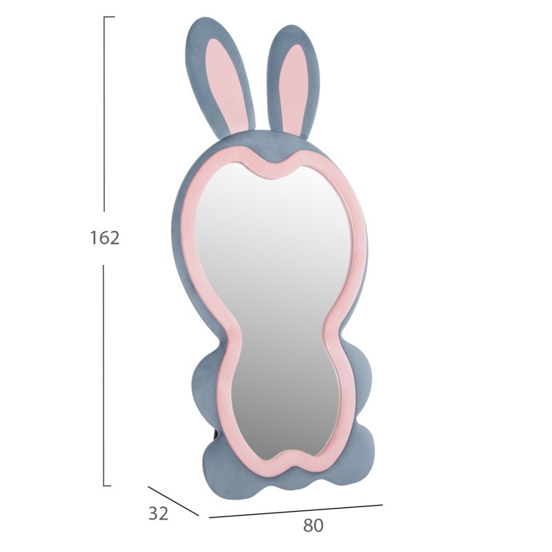 KIDS' FLOOR STANDING MIRROR BUNNY FK4489.02 MDF IN PINK & BLUE- BLACK STAND 80x162Hcm. KIDS' FLOOR STANDING MIRROR BUNNY FK4489.02 MDF IN PINK & BLUE- BLACK STAND 80x162Hcm.