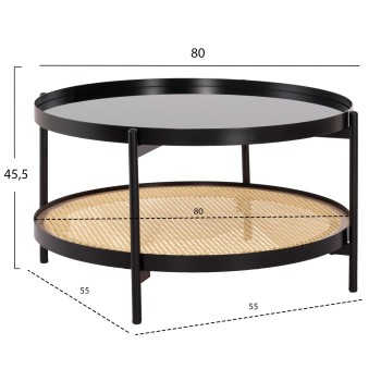 COFFEE TABLE SEITZ FK18030 GLASS TOP-METAL-RATTAN IN NATURAL Φ80x45Hcm. COFFEE TABLE SEITZ FK18030 GLASS TOP-METAL-RATTAN IN NATURAL Φ80x45Hcm.