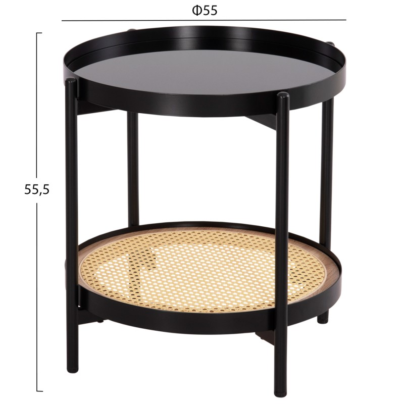SIDE TABLE SEITZ FK18031 GLASS TOP-METAL-RATTAN IN NATURAL Φ50x56Hcm. SIDE TABLE SEITZ FK18031 GLASS TOP-METAL-RATTAN IN NATURAL Φ50x56Hcm.
