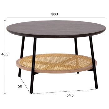 COFFEE TABLE SEWELL FK18033 MDF IN ZEBRANO-METAL LEGS-RATTAN IN NATURAL Φ80x46Hcm. COFFEE TABLE SEWELL FK18033 MDF IN ZEBRANO-METAL LEGS-RATTAN IN NATURAL Φ80x46Hcm.