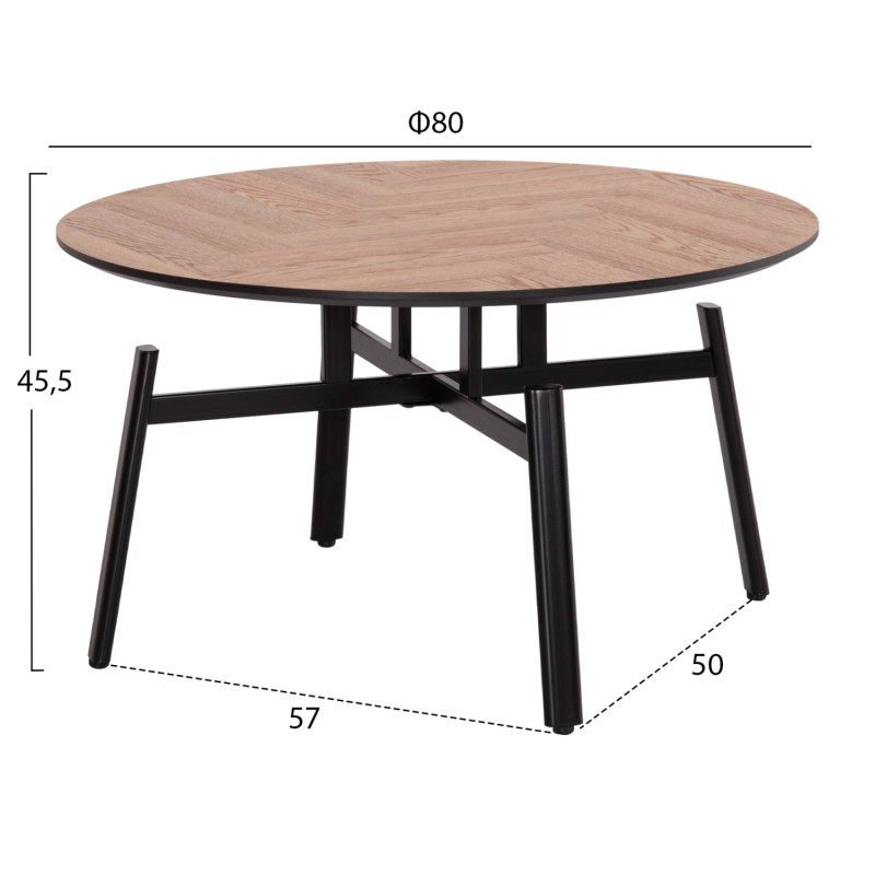 COFFEE TABLE SWIVELLING NORTON FK18035.03 METAL LEGS IN BLACK-MDF TOP IN SONAMA Φ80x45.5Hcm. COFFEE TABLE SWIVELLING NORTON FK18035.03 METAL LEGS IN BLACK-MDF TOP IN SONAMA Φ80x45.5Hcm.