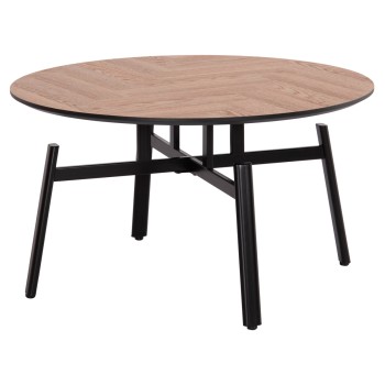 COFFEE TABLE SWIVELLING NORTON FK18035.03 METAL LEGS IN BLACK-MDF TOP IN SONAMA Φ80x45.5Hcm.