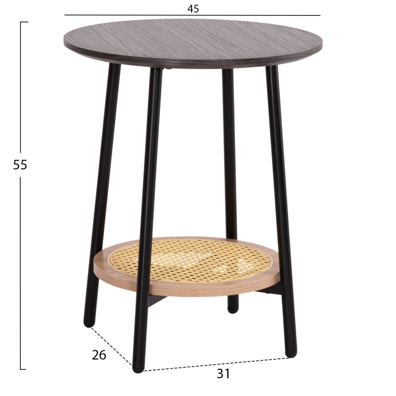 SIDE TABLE SEWELL FK18034 MDF IN ZEBRANO-METAL LEGS-RATTAN IN NATURAL Φ45x55Hcm. SIDE TABLE SEWELL FK18034 MDF IN ZEBRANO-METAL LEGS-RATTAN IN NATURAL Φ45x55Hcm.