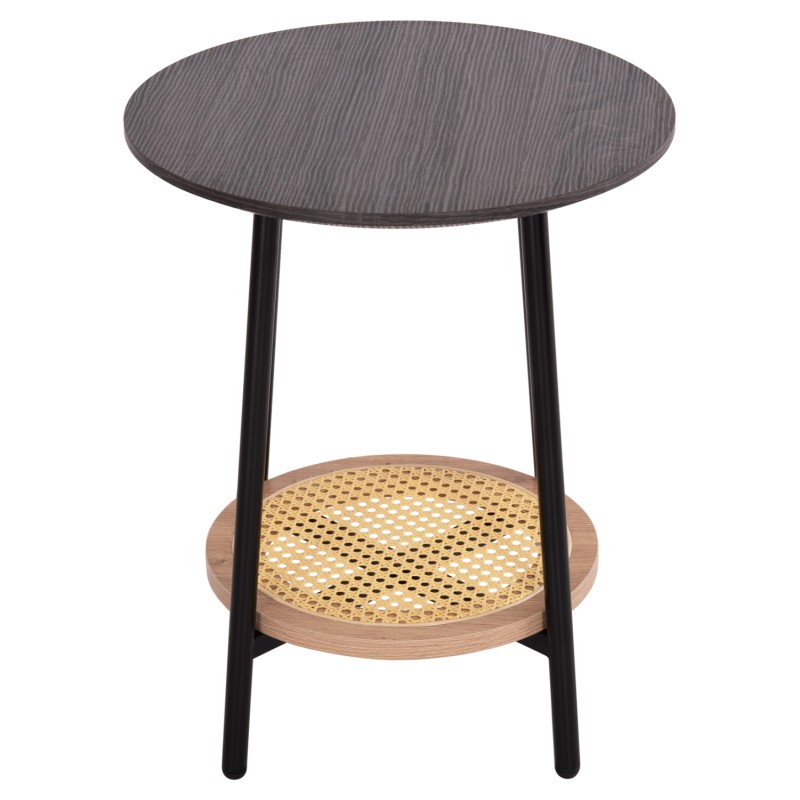 SIDE TABLE SEWELL FK18034 MDF IN ZEBRANO-METAL LEGS-RATTAN IN NATURAL Φ45x55Hcm. SIDE TABLE SEWELL FK18034 MDF IN ZEBRANO-METAL LEGS-RATTAN IN NATURAL Φ45x55Hcm.