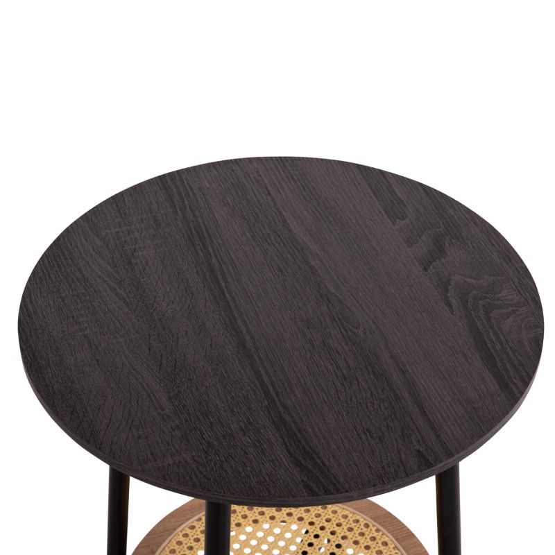 SIDE TABLE SEWELL FK18034 MDF IN ZEBRANO-METAL LEGS-RATTAN IN NATURAL Φ45x55Hcm. SIDE TABLE SEWELL FK18034 MDF IN ZEBRANO-METAL LEGS-RATTAN IN NATURAL Φ45x55Hcm.