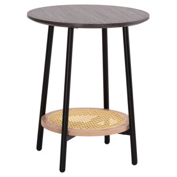 SIDE TABLE SEWELL FK18034 MDF IN ZEBRANO-METAL LEGS-RATTAN IN NATURAL Φ45x55Hcm.