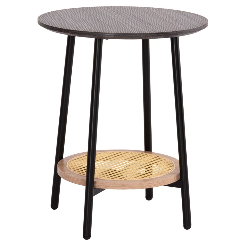SIDE TABLE SEWELL FK18034 MDF IN ZEBRANO-METAL LEGS-RATTAN IN NATURAL Φ45x55Hcm. SIDE TABLE SEWELL FK18034 MDF IN ZEBRANO-METAL LEGS-RATTAN IN NATURAL Φ45x55Hcm.