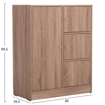 CABINET WITH 4 STORAGE SPACES MATIN FK2479.02 SONAMA OAK MELAMINE 80x39,5x99,5Hcm.
