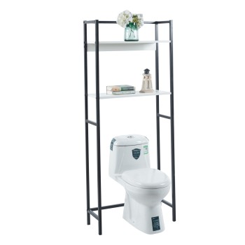 BATHROOM RACK HYGI FK18072.02 METAL FRAME IN BLACK-MDF SHELVES IN WHITE 64x25x156Hcm.